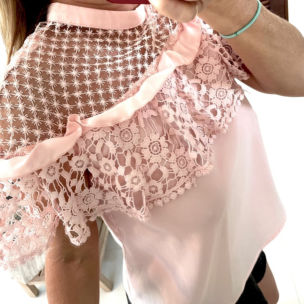 INA lace ruffled giupure dress top